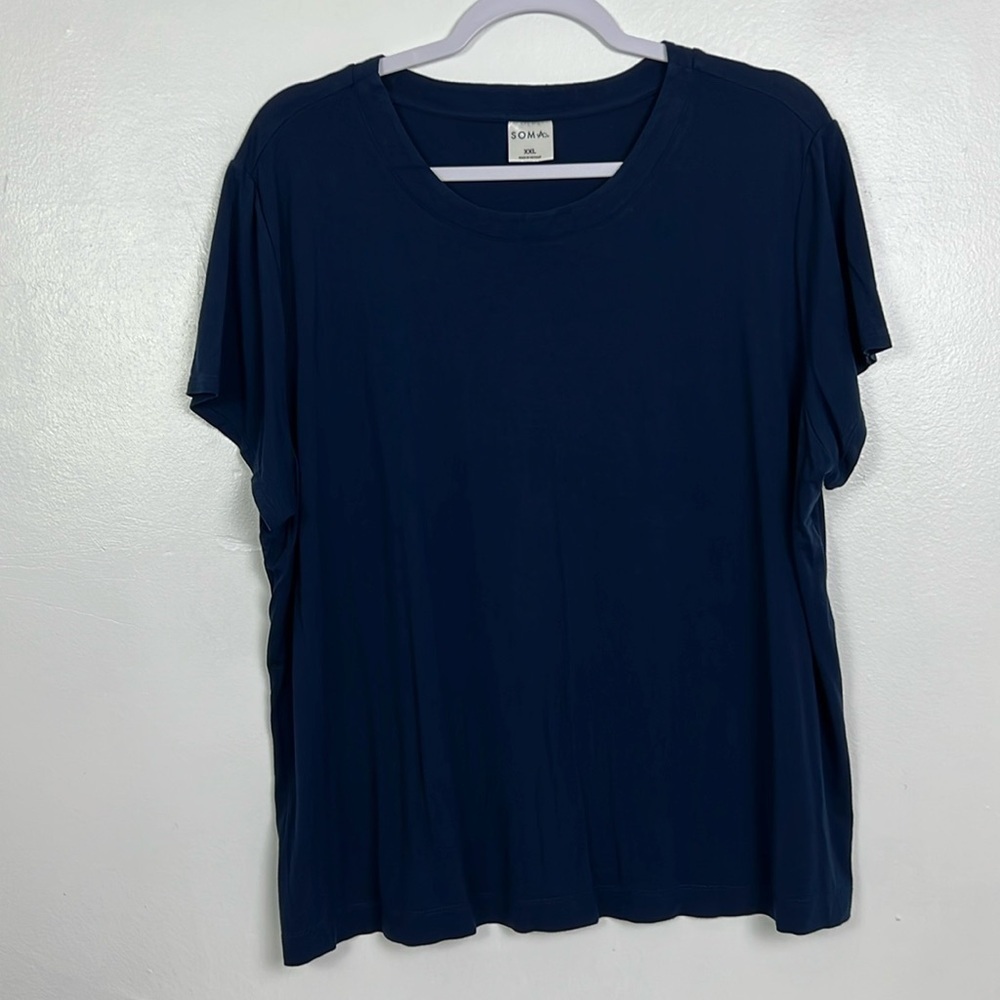 Soma Women’s XXL Navy Blue Crewneck Short Sleeve‎ Rayon Blend Top